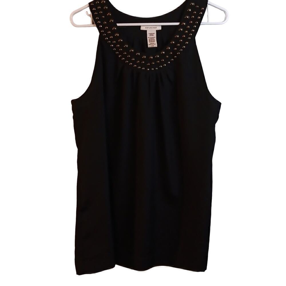 🌸3 for $15 EUC Covington Black Top with Bronz Looking Embellishments at Neck XL